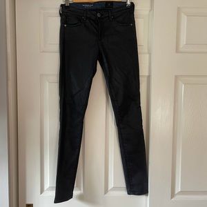 AG Navy Faux Leather Skinny